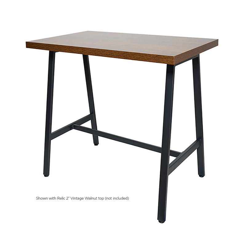 Atlas Black Powder-Coated Steel Bar Height Trestle Table Base