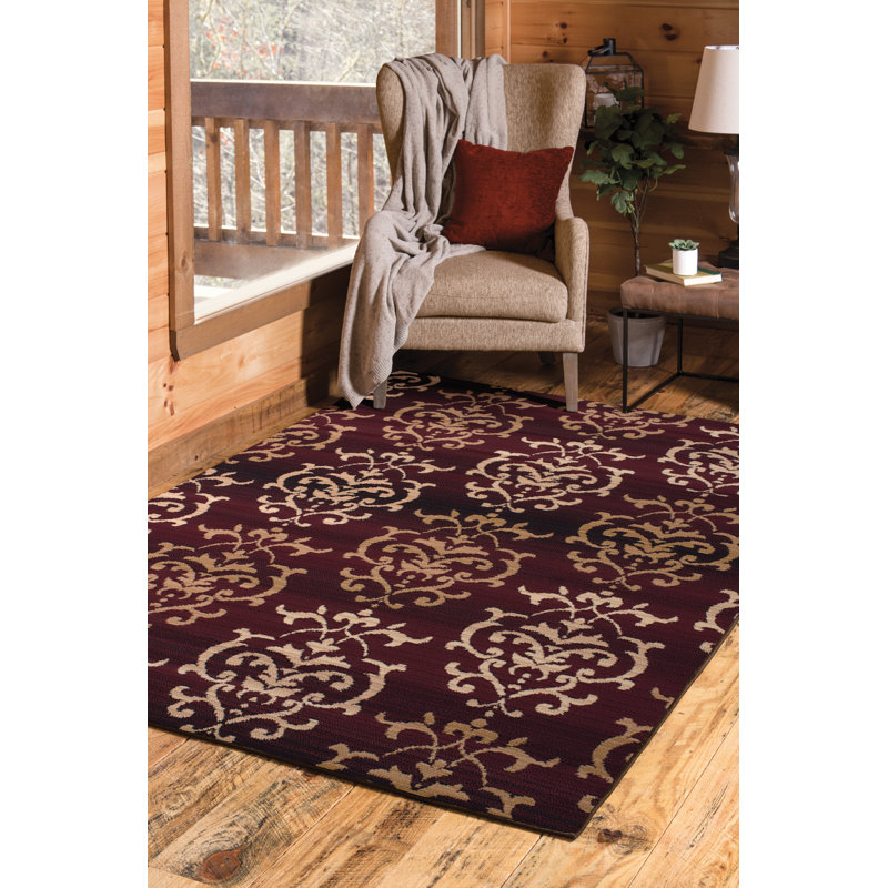 Tapis bourgogne / beige Rosanna, 2 pi 3 po x 7 pi 2 po
