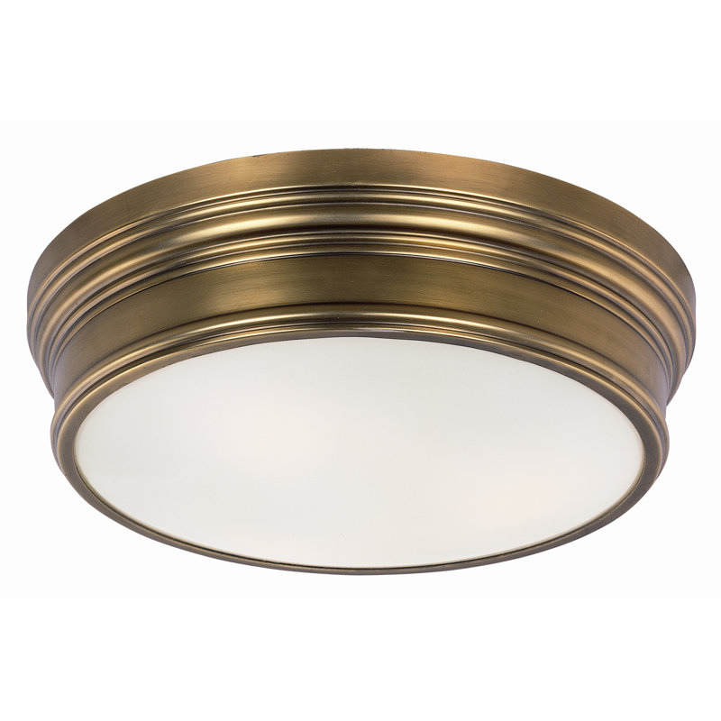 Mccraw Glass Flush Mount, Natural Aged Brass