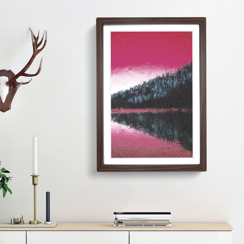 The Pink Forest Angles in Abstract - Picture Frame Graphic Art Print, 48cm H x 36cm W x 2cm D, Walnut Framed