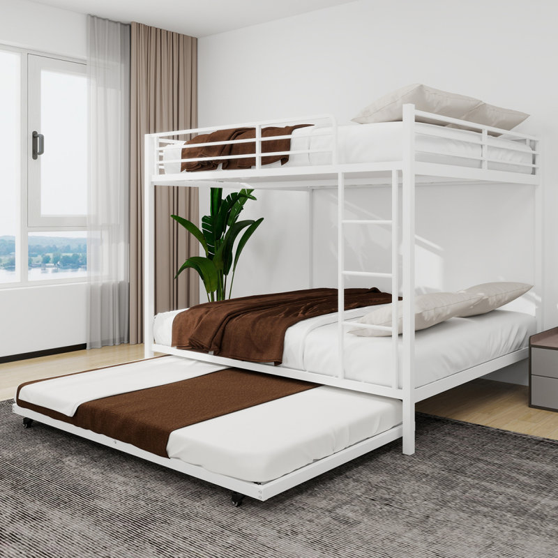 Lit superposé en fer carré durable avec rails de sécurité, look minimaliste moderne, idéal pour une chambre d'enfant, une chambre d'amis ou un espace commun, assemblage facile et performance longue durée - Taille double: 137 cm x 190 cm