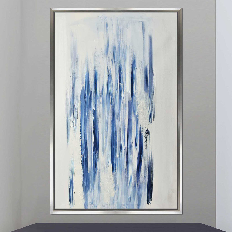 Out of the blue (vert)-imprimé, Cadre flottant argent, H 51,5 po x l 31,5 po x P 2 po
