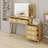 Lighted Mirror Vintage Makeup Vanity, Rattan Drawer Design Dressing Table with 5 Drawers & Storage Shelves-711198980