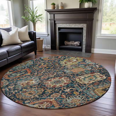 Premium Machine Washable Wayne AMF1101 Damask Rug