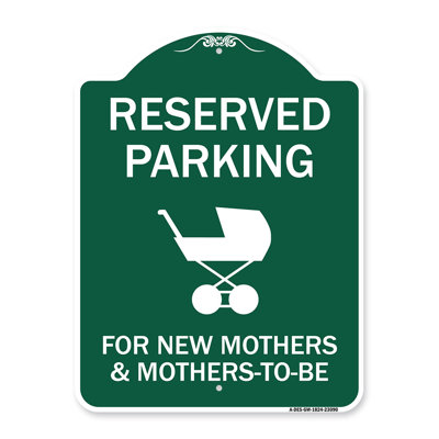 Signmission Designer Series Sign - Reserved Parking For New Mothers & Mothers To Be | Black & Gold 18" X 24" Heavy-Gauge Aluminum Architectural Sign | Protect Your Business | Made In The USA