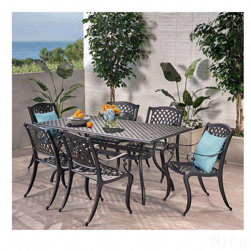 Ensemble de salle à manger rectangulaire pour 6 personnes, patio extérieur de 63 po de long