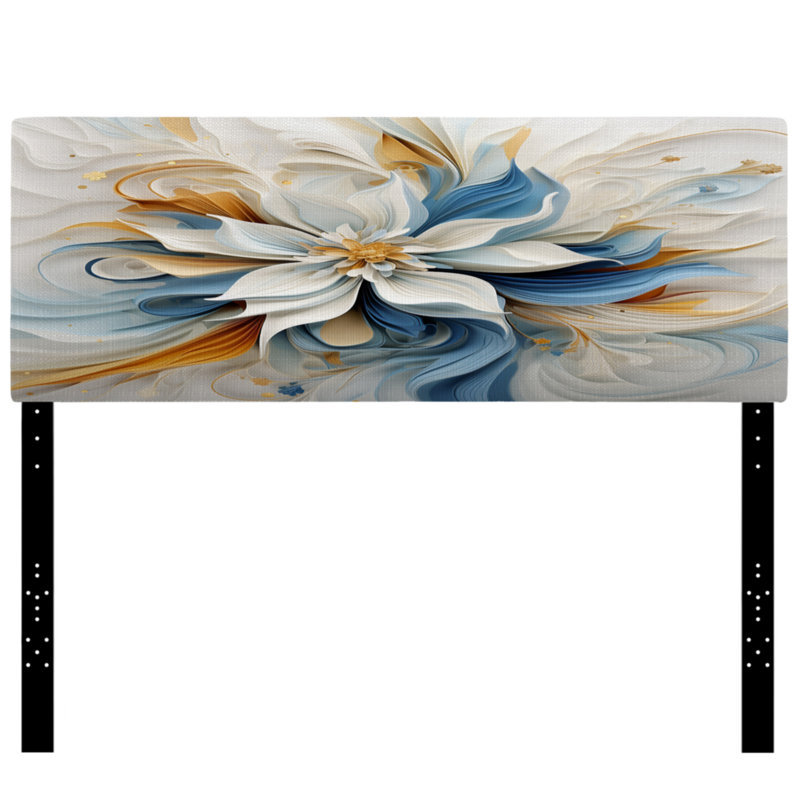 Tête de lit abstraite en fleurs de magnolia blanc et ambre, Grand