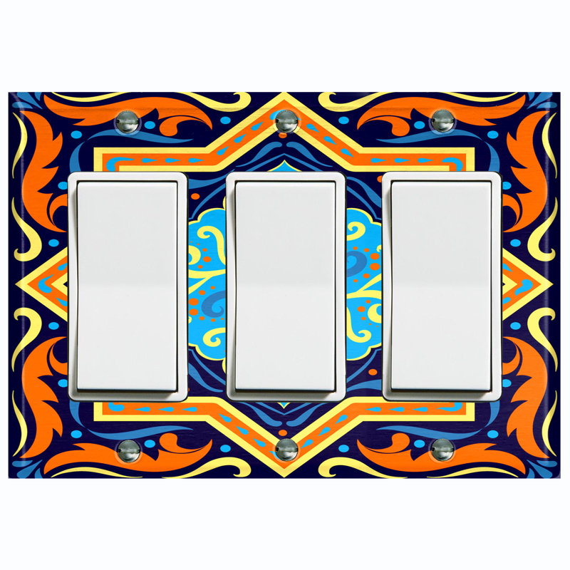 Plaque murale berçante 3 bandes Elegant Tile, Bleu / Orange