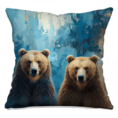 Two Brown Bears Double Sided Throw Pillows