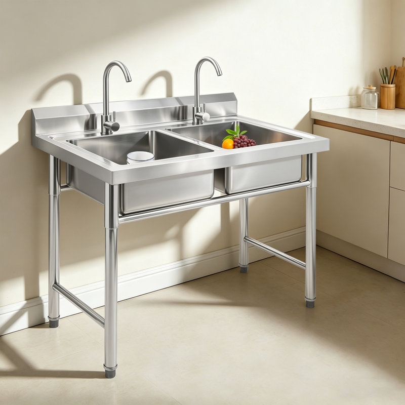 Évier de bar autoportant L 39,3 po x l 23,6 po avec 2 robinets