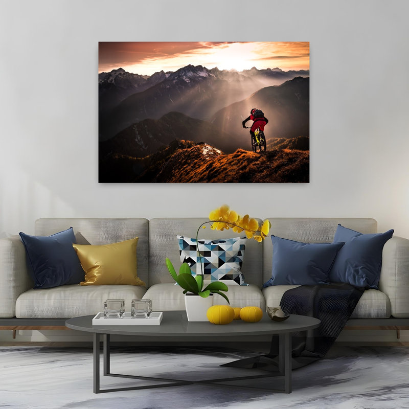 Art contemporain contemporain, paysage de montagne abstrait, H 40 po x l 60 po
