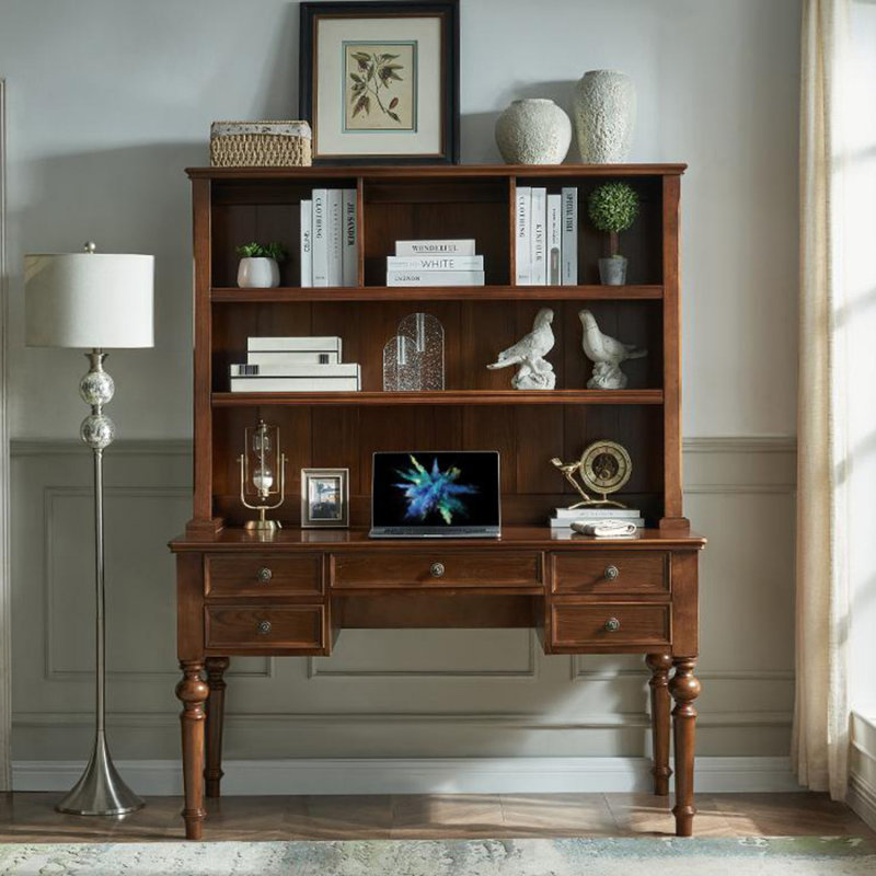 Bureau rectangulaire en bois massif brun noisette, H 30,71 po x l 47,24 po x P 23,62 po