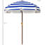 Parasol de plage 6,2 pi, couverture 40+, auvent ventilé, sac de transport, rayures bleues - conçu pour accueillir un parasol