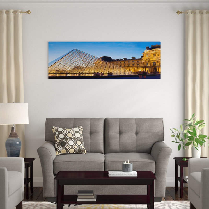 «Louvre Pyramid, Paris, France», reproduction sur toile, H 20 po x l 60 po x P 1,5 po, Toile avec cadre noir