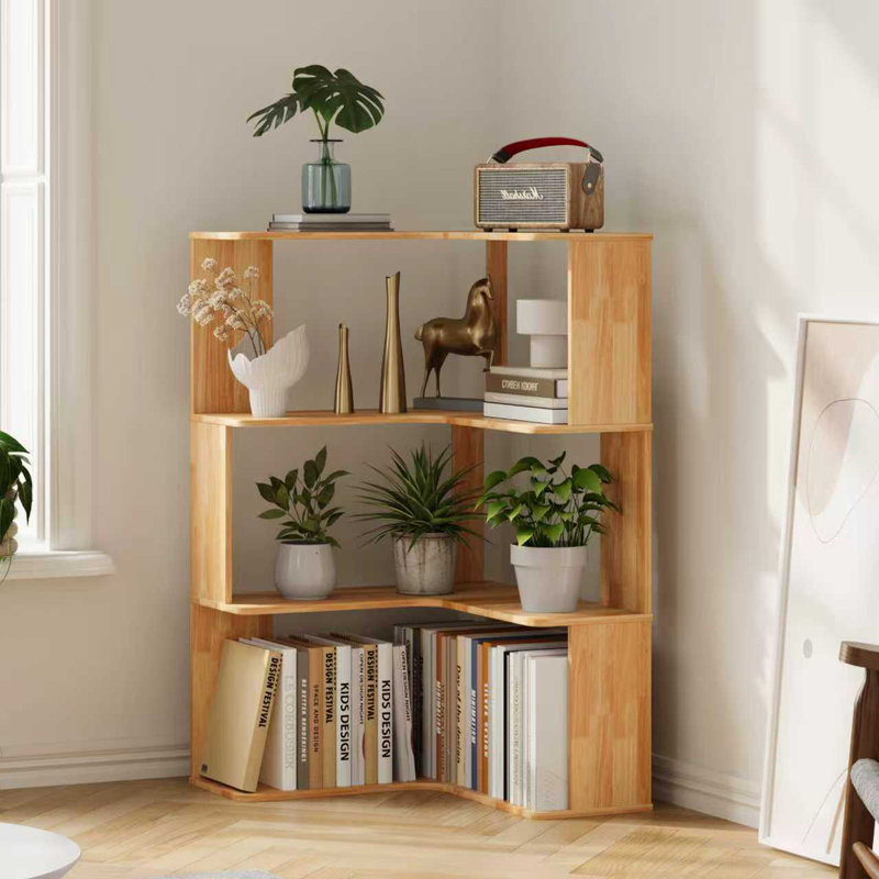 57.9cm W Corner Bookcase, (3 Shelves) 94cm H x 57.9cm W x 57.9cm D