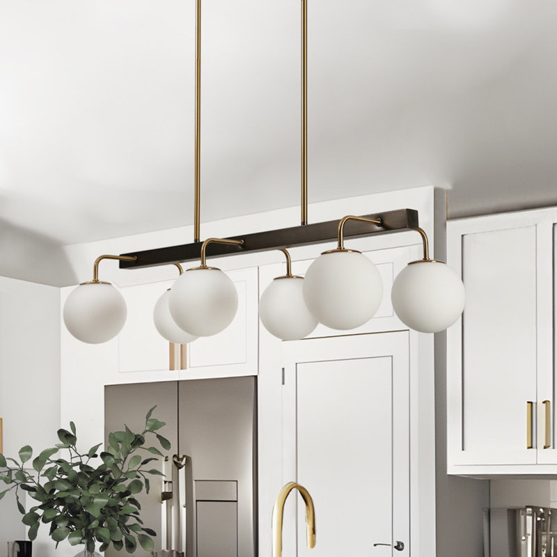Luminaire suspendu linéaire à 6 lumières pour îlot de cuisine à intensité variable Breeana