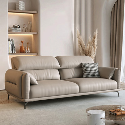 Gray Genuine Leather Standard Sofa cushion Loveseat