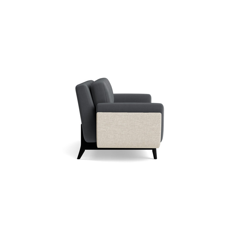 Regatta 90 Sofa, Performance Linen-Charcoal/Textured Weave-Toffee, Black