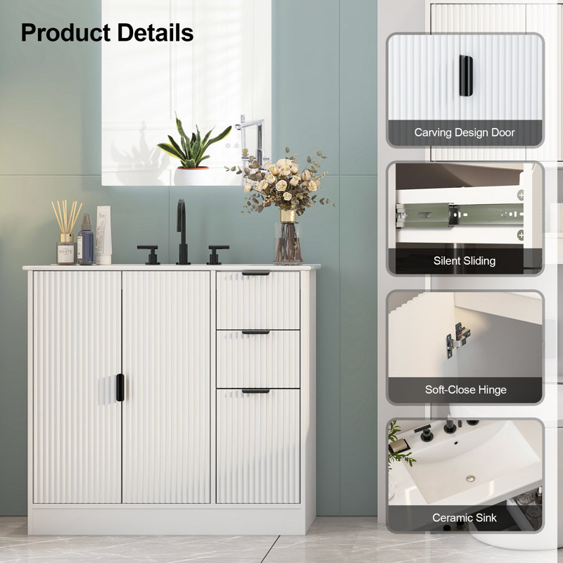 36'' Single Bathroom Vanity With Ceramic Top