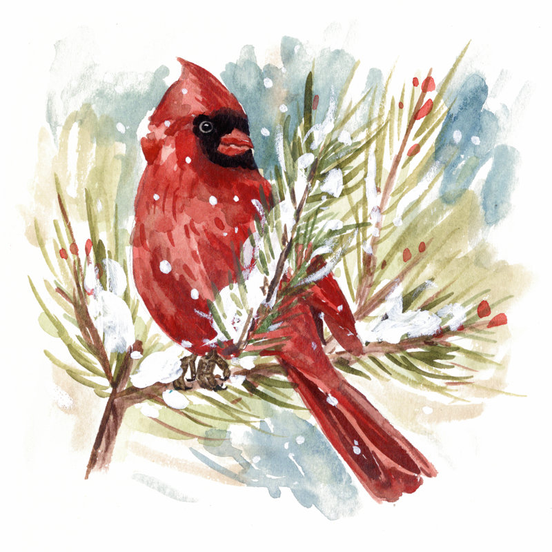 «The Cardinal I» par Melissa Wang - peinture sur toile tendue, H 30 po x l 30 po