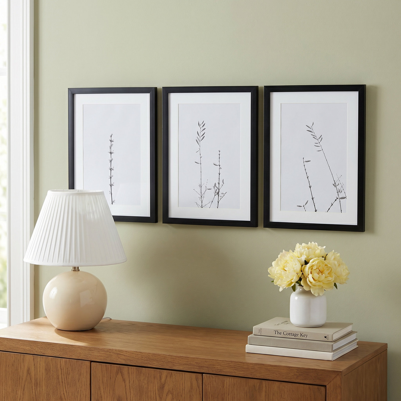 Retro Tennessee Botanical 3-Piece Photo Set, Black, 17" H x 43" W x 1" D