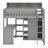 Twin Loft Bed With Storage Shelves And Under-Bed Desk, Wooden Bed Frames With Wardrobe And 3 Cabinets-750548640