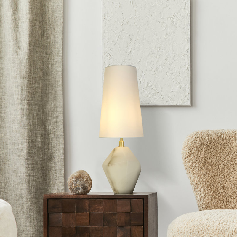 Aynur Resin Table Lamp, Satin Brass, White