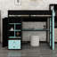 Cadre de lit mezzanine avec armoire et bureau, bande DEL contrôlable par application intelligente, ports de chargement USB pratiques-86746042