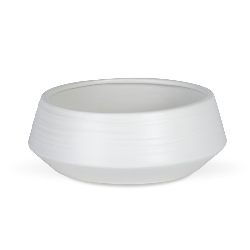 Wimbish Handmade Ceramic Pot Planter, White, 4" H x 10" W x 10" D