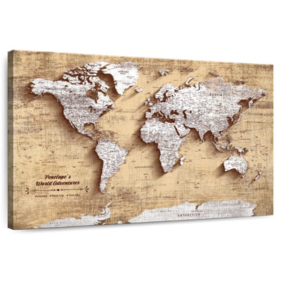 Personalized Next Trip I Push Pin World Map