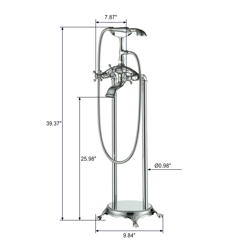 Brushed Nickel Traditional Freestanding Clawfoot Tub Faucet with Handheld Shower