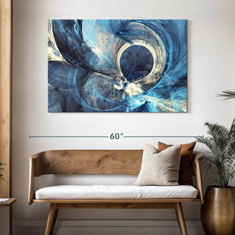Avery gris et bleu abstrait, H 32 po x l 48 po