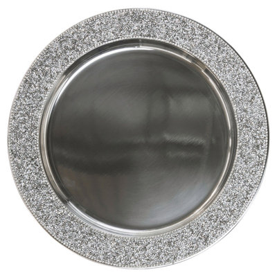 Sparkles Home Luminous Rhinestone 13 Inch Charger Plate | Acrylic Stainless Steel Round Table Decor