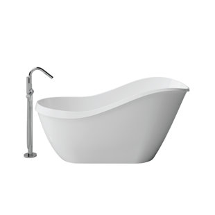 Onda 66.65'' x 28.15'' Freestanding Soaking Solid Surface Bathtub
