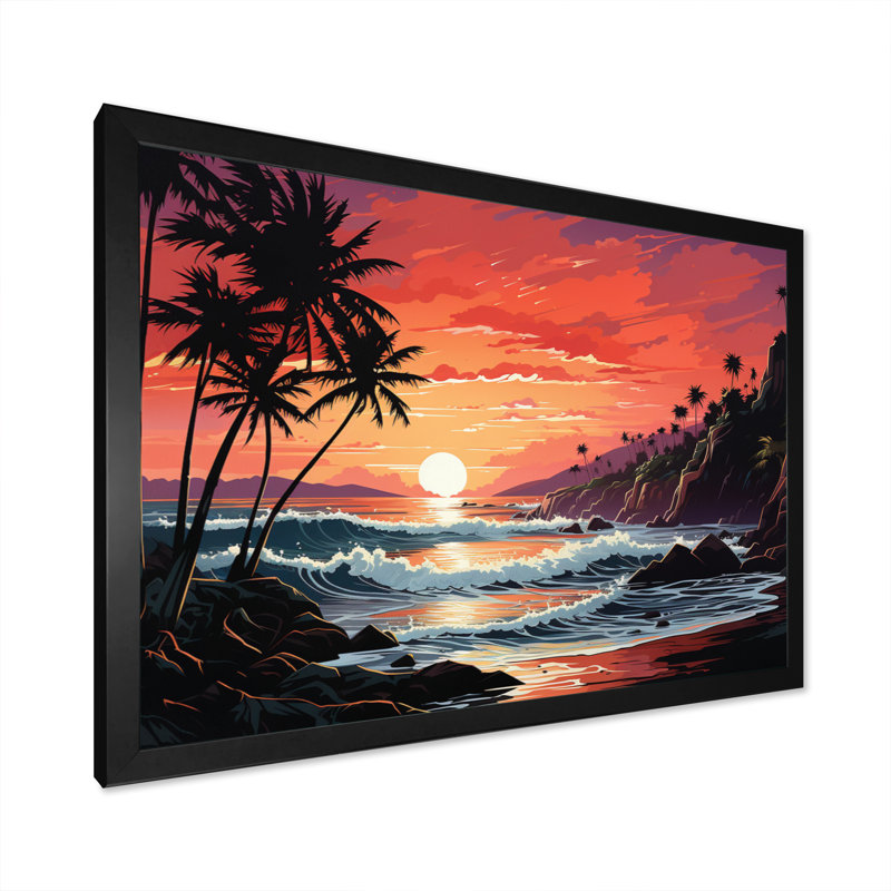 «Allivia Beach Tropical Vibes XV», reproduction sur toile, H 34 po x l 44 po x P 1,5 po, Cadre simple noir
