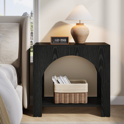Table de chevet en bois avec rangement, table de chevet moderne pour chambre à coucher, noir, l 27,56 po x P 15,75 po x H 25,59 po