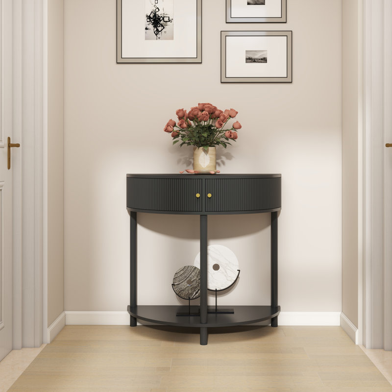 Console demi-lune Artisan-Wave, Gris foncé