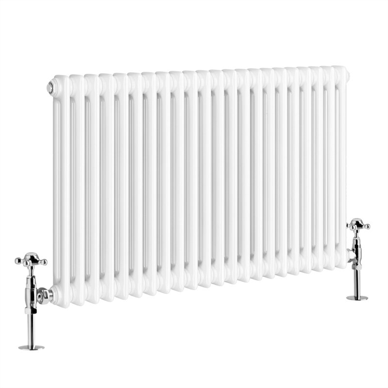 Tryphosa Traditional 2 Column Horizontal Designer Radiator, White, 60cm H x 101cm W