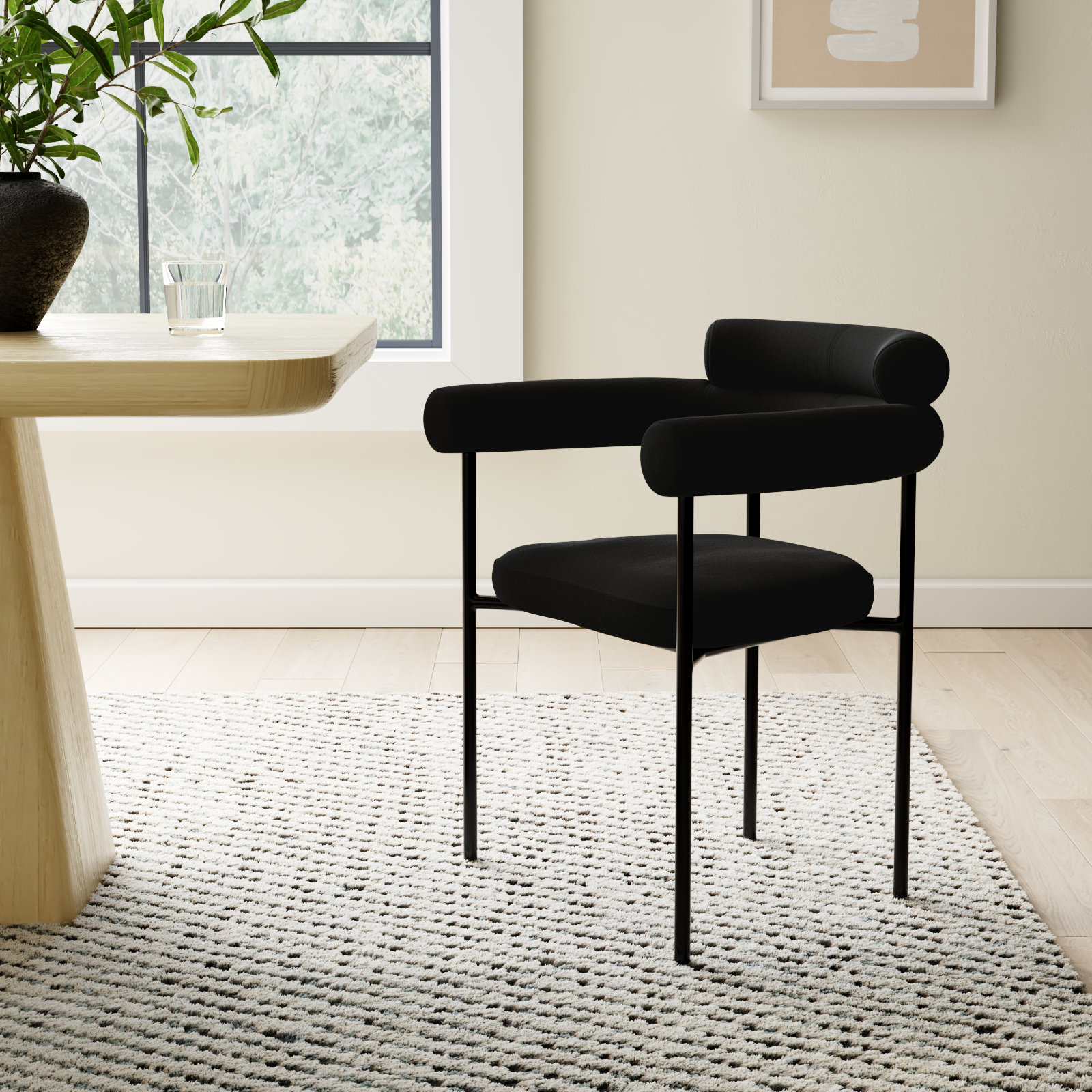 Bellport Dining Chair, Black Linen