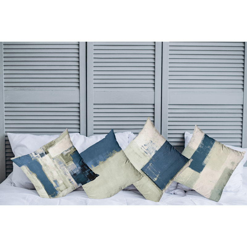 Reversible Pillow Cover, 24" H x 24" W, Sage Green / Petrol Blue