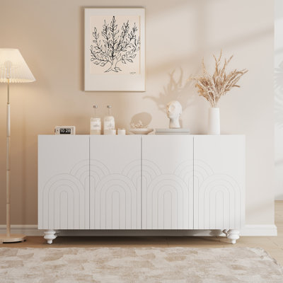 Buffet avec porte en bois de pin et tablettes réglables