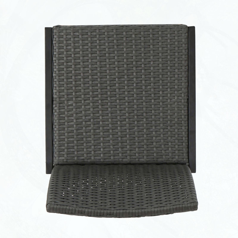 Ensemble de 2 tabourets d'extérieur en osier avec structure en fer et rotin PE résistant aux intempéries