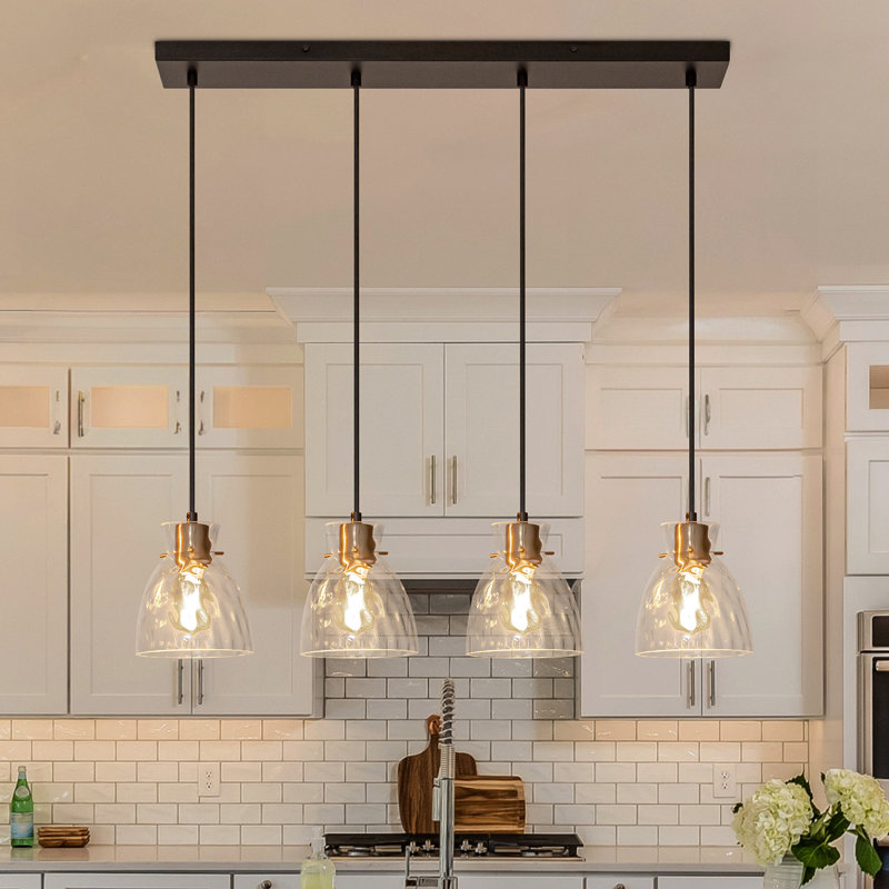 4 - Light Kitchen Island Linear Pendant Light