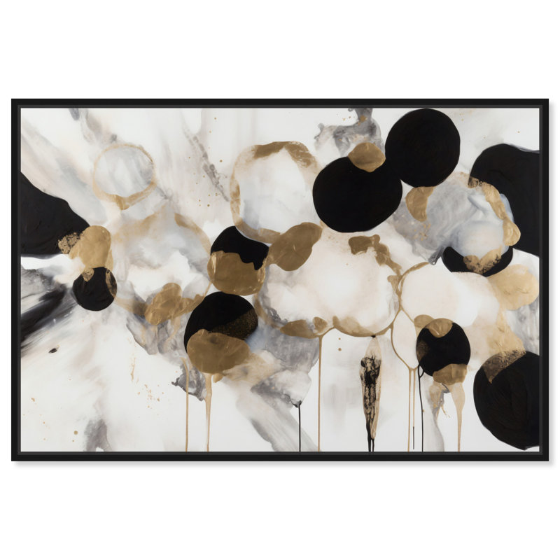 Art moderne abstrait sur toile Glam Snowballs par Art Remedy, Cadre noir, H 37 po x l 55 po