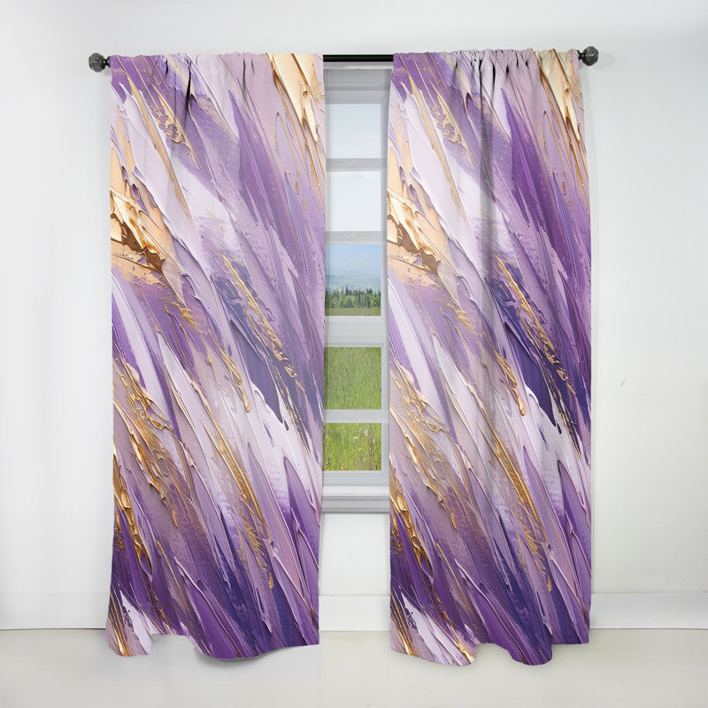 Mauve et doré Dynamic Abstractions II - Rideau moderne - Velours obscurcissant - 1 panneau, L 52 po x L 108 po
