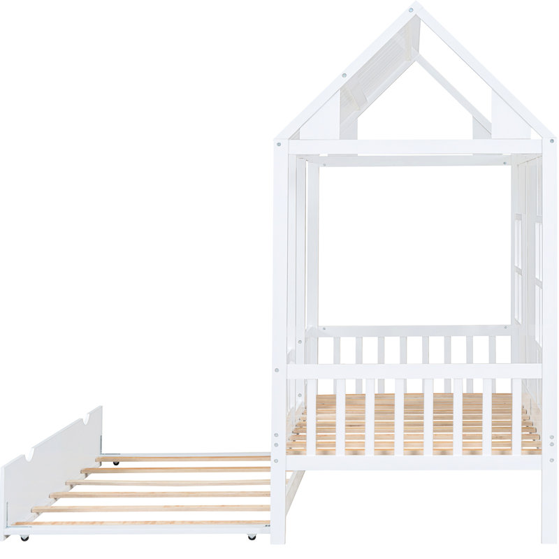 Lit simple avec lit gigogne blanc - Fonctionnel et bois de chambre pour un espace de sommeil confortable