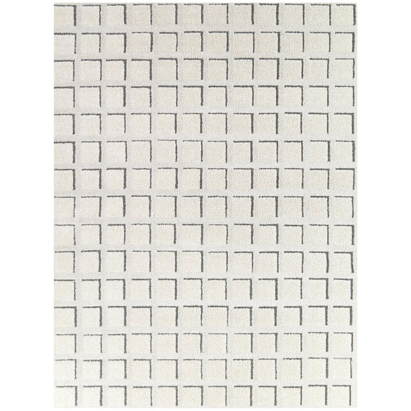 Tapis géométrique tissé à la machine rectangulaire en polyester tissé à la machine Sharnie, Rectangle 5 pi 3 po x 7 pi