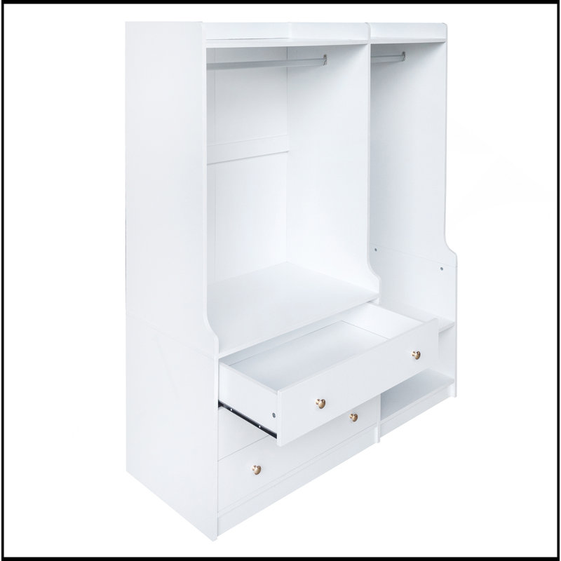 Armoire de rangement ouverte en bois de haute qualité pour chambre à coucher, Blanc