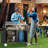 38"L x 18"W Patio Storage Bar Cart Stainless Steel Outdoor Rolling Bar Cart with Spice Rack