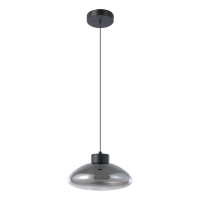 Dennett 1-light Black 3CCT LED Pendant Light with Chrome Smoked Glass Shade